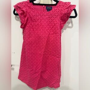 Polo Ralph Lauren Vibrant Pink Eyelet dress size 10 girls